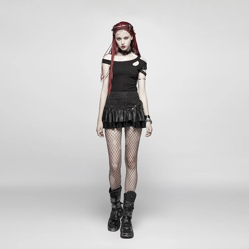 Damen Punk Multilayer Side Zipper Fishtail Minirock