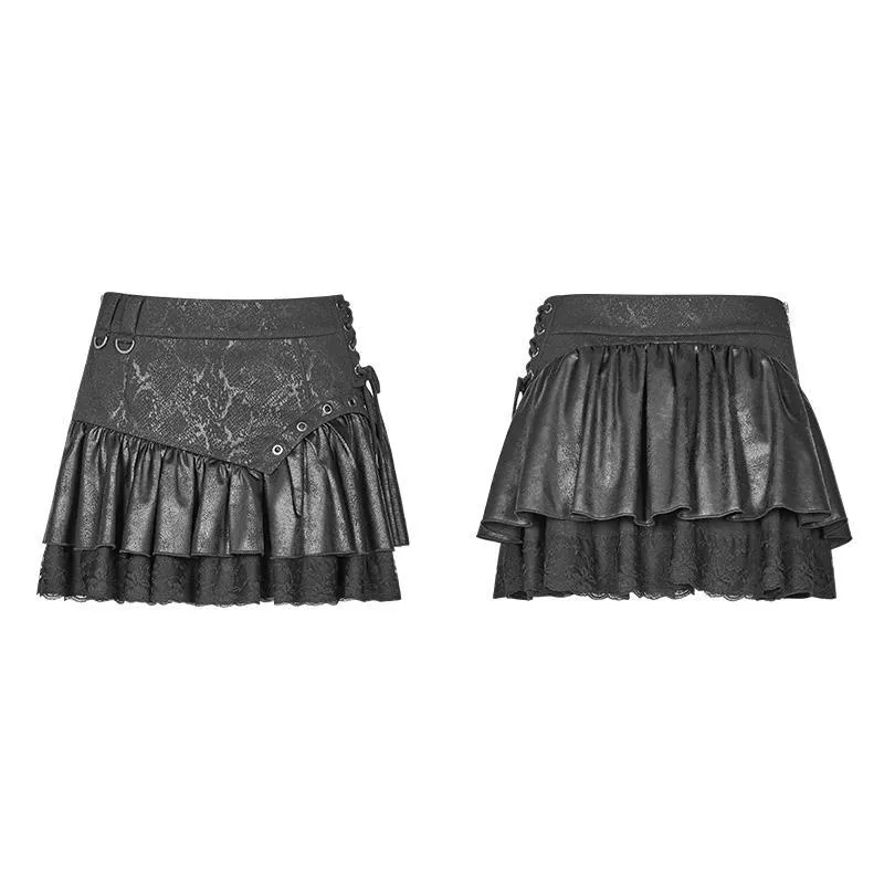 Damen Punk Multilayer Side Zipper Fishtail Minirock