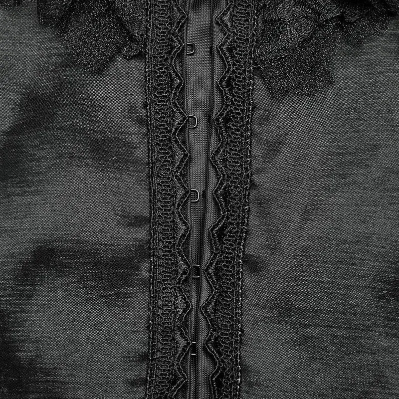 Mehrlagiges Gothic-Brautkleid für Damen mit Puffärmeln und Rüschen