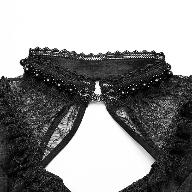 Mehrlagiges Gothic-Brautkleid für Damen mit Puffärmeln und Rüschen