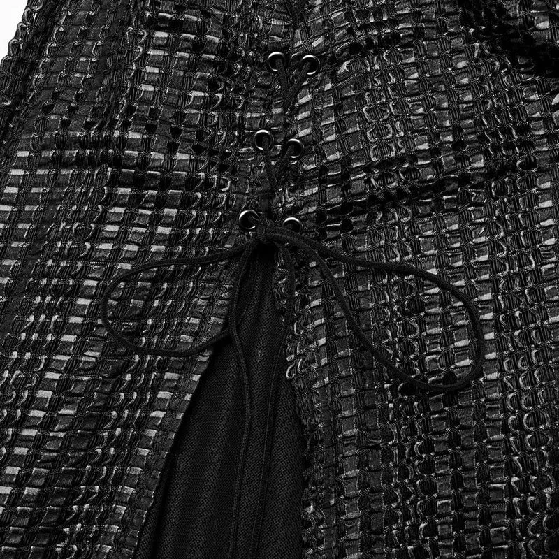 Gothic-Brautkleid für Damen mit Trägern, Seitenschlitz und abnehmbarem Cape