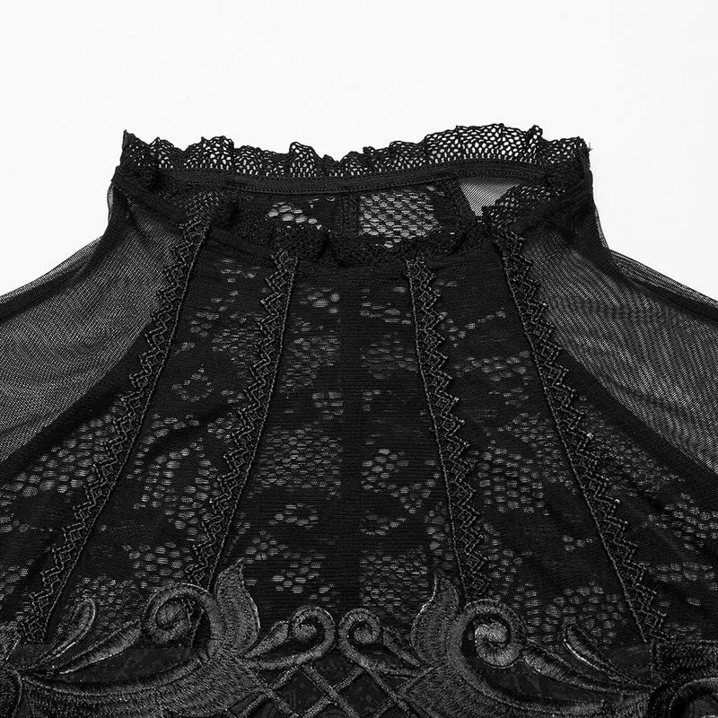 Damen-Hochzeitskleid im Gothic-Stil mit Off-Shoulder-Mesh-Splice und Schlitz