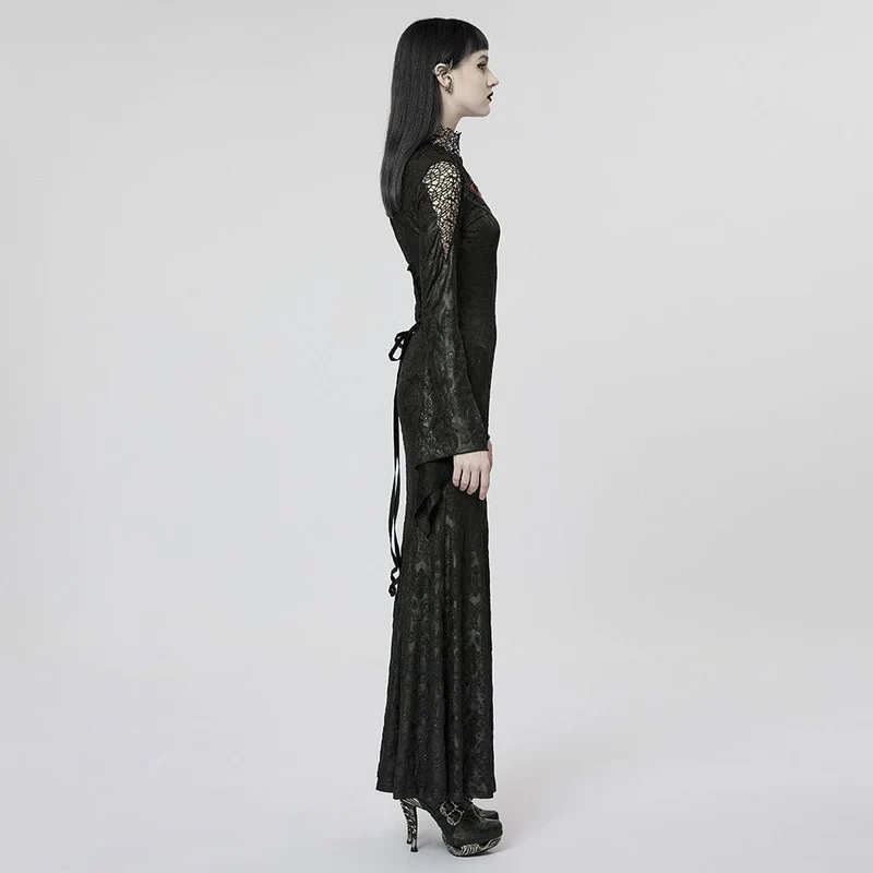 Damen-Hochzeitskleid mit Gothic-Spaten-Stickerei und Schlitz