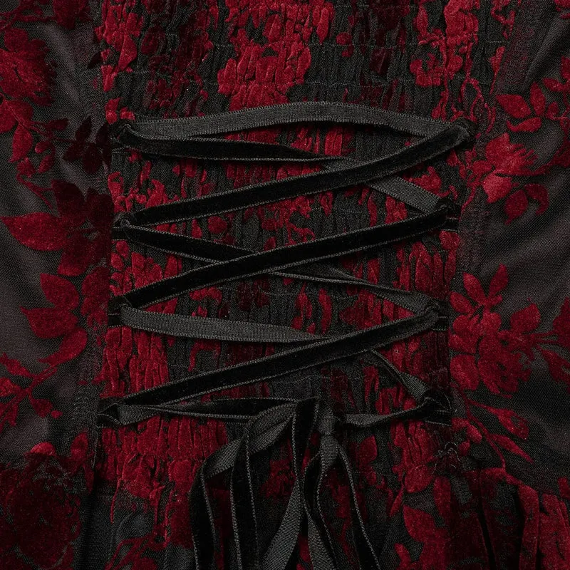 Damen-Brautkleid im Gothic-Stil mit Puffärmeln, Rüschen und Spitze