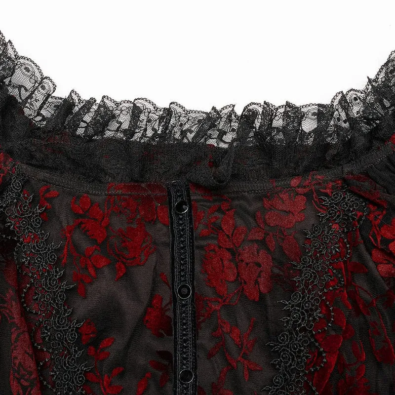 Damen-Brautkleid im Gothic-Stil mit Puffärmeln, Rüschen und Spitze