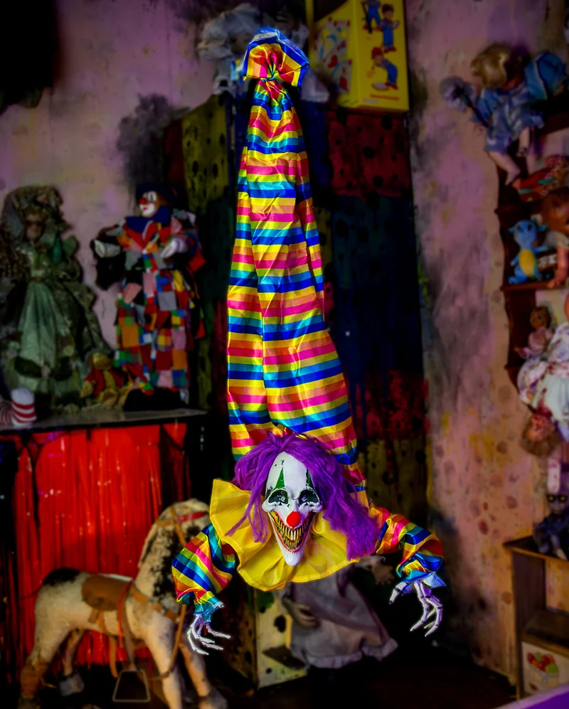 Fürchterlicher Horrorclown Animatronic mit Licht, Bewegung & Sound 120cm