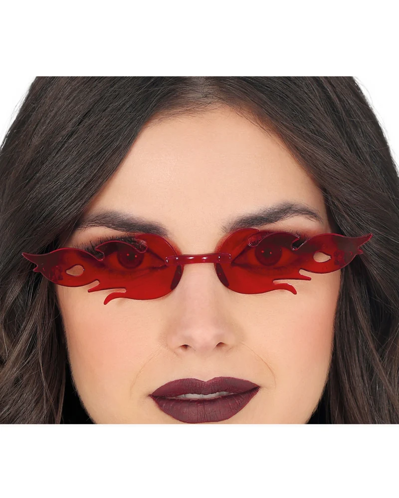 Rote Brille mit Flammen Motiv