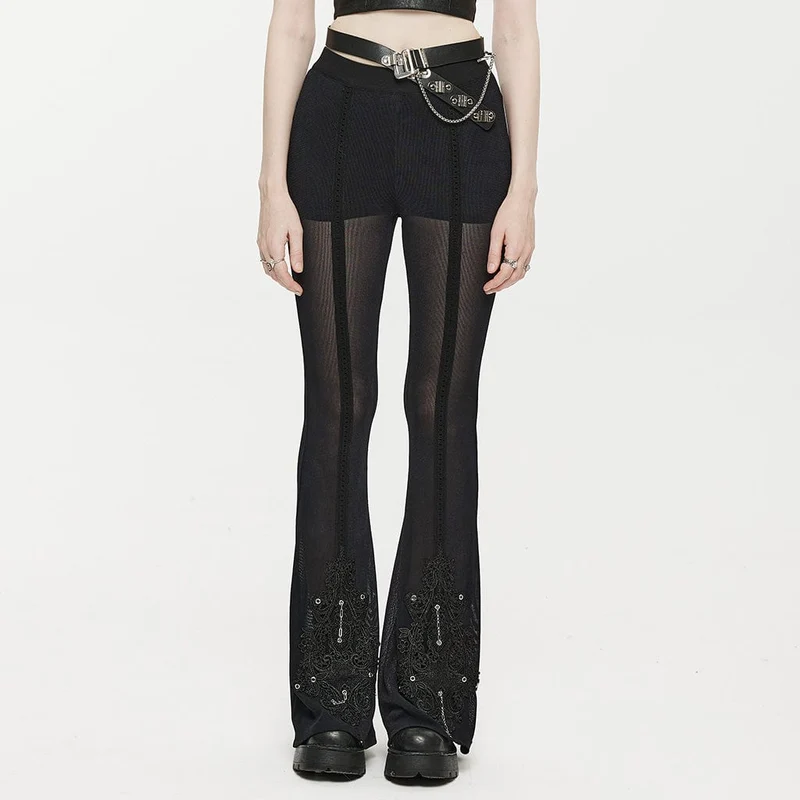 Gothic-Ösen-Splice-Mesh-Flared-Hose für Damen