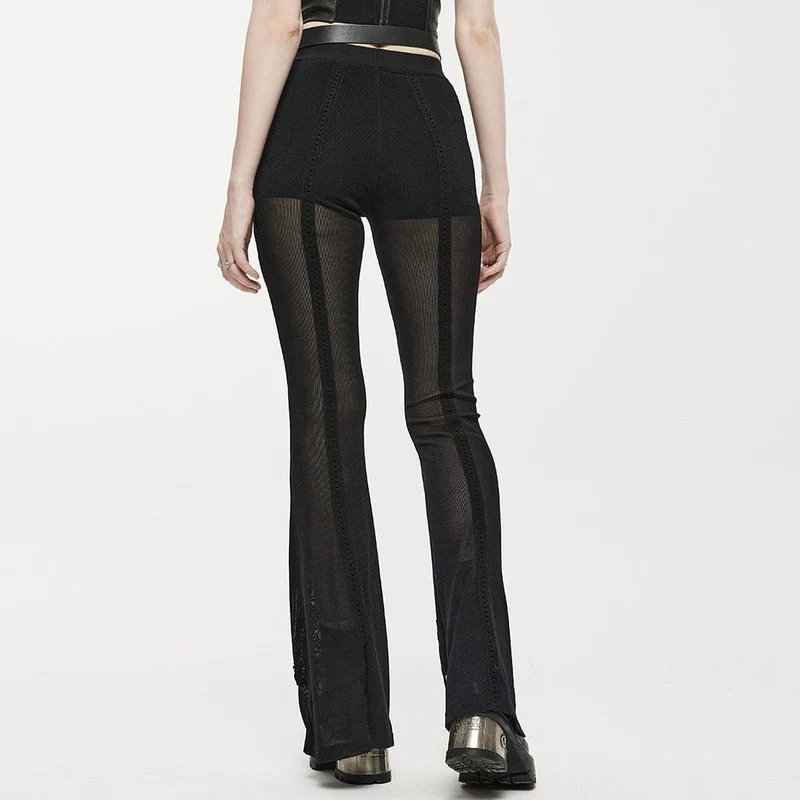 Gothic-Ösen-Splice-Mesh-Flared-Hose für Damen