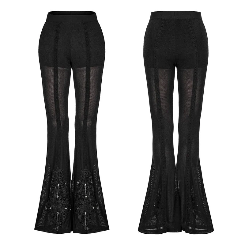 Gothic-Ösen-Splice-Mesh-Flared-Hose für Damen