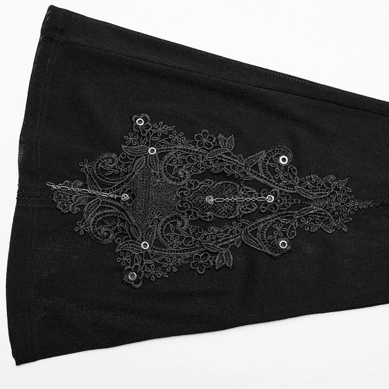 Gothic-Ösen-Splice-Mesh-Flared-Hose für Damen