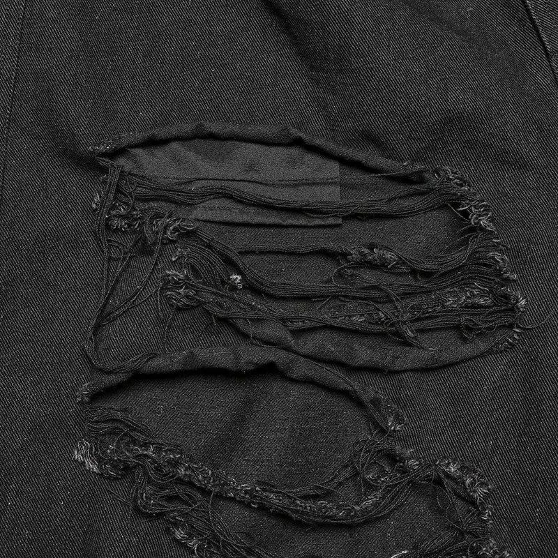 Zerrissene Damen-Punkhose mit doppelter Taille