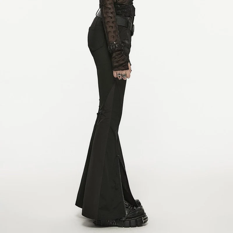 Gothic Strap Splice Buckle Schlaghose für Damen