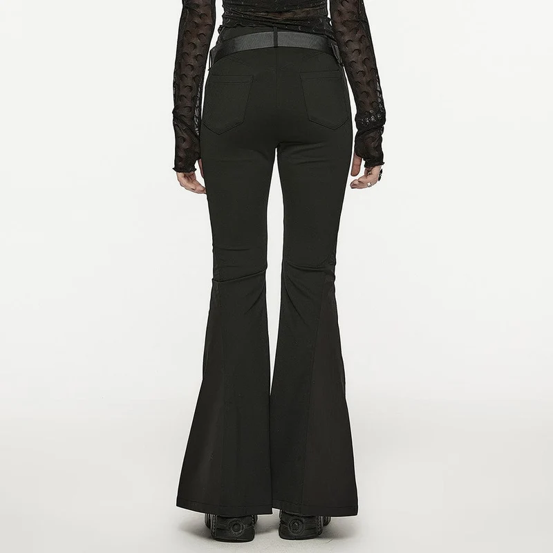 Gothic Strap Splice Buckle Schlaghose für Damen