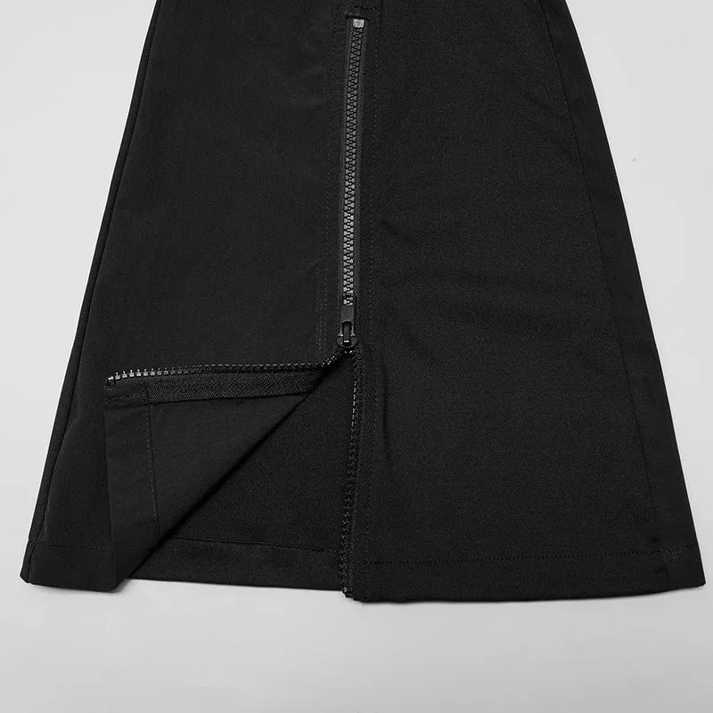 Gothic Strap Splice Buckle Schlaghose für Damen