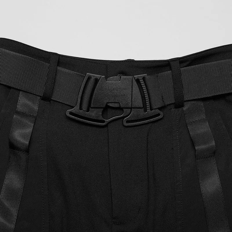 Gothic Strap Splice Buckle Schlaghose für Damen
