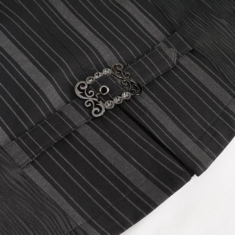 Herren Gothic Streifen Weste schwarz mit abnehmbarem Schwalbenschwanz