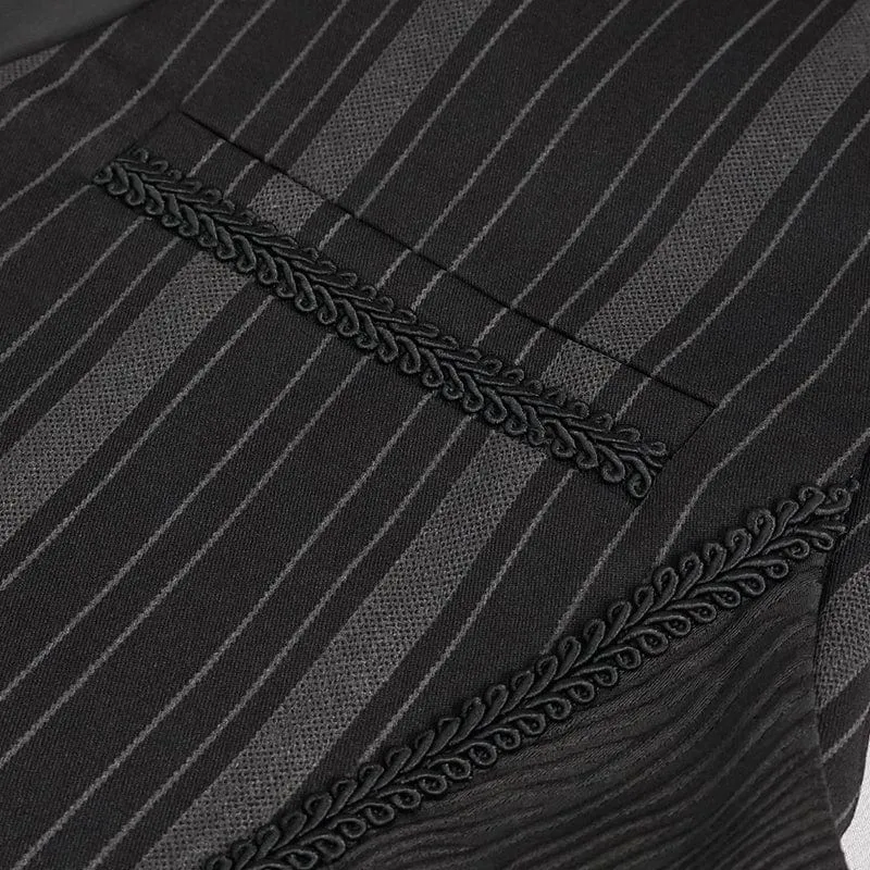 Herren Gothic Streifen Weste schwarz mit abnehmbarem Schwalbenschwanz