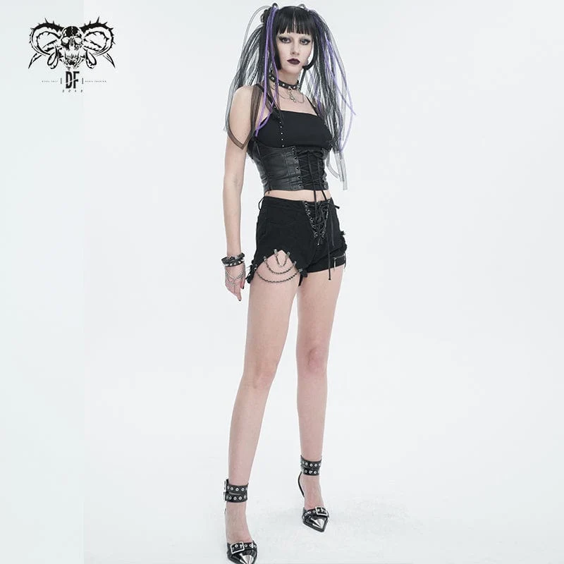 Damen Punk Riemchen Splice Tanktop