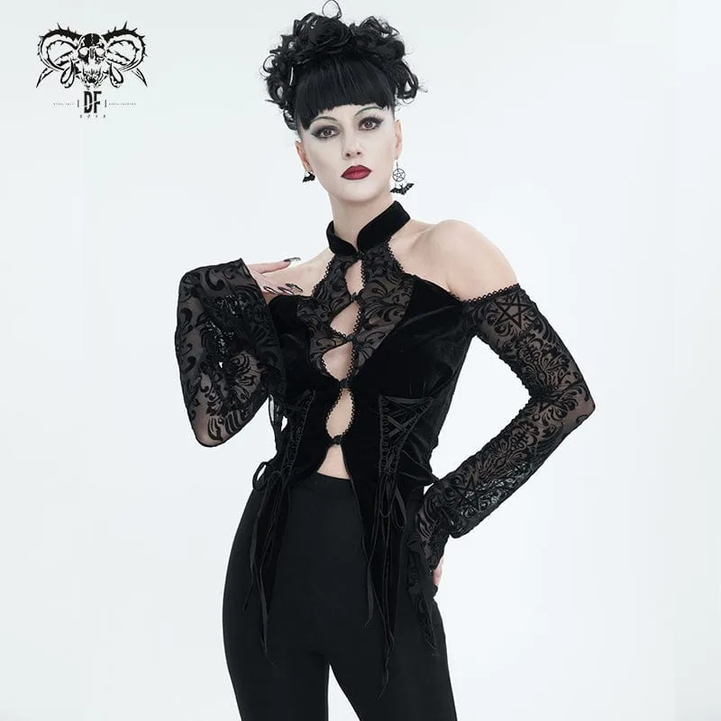 Gothic Off-Shoulder-Hemd mit ausgestellten Ärmeln für Damen