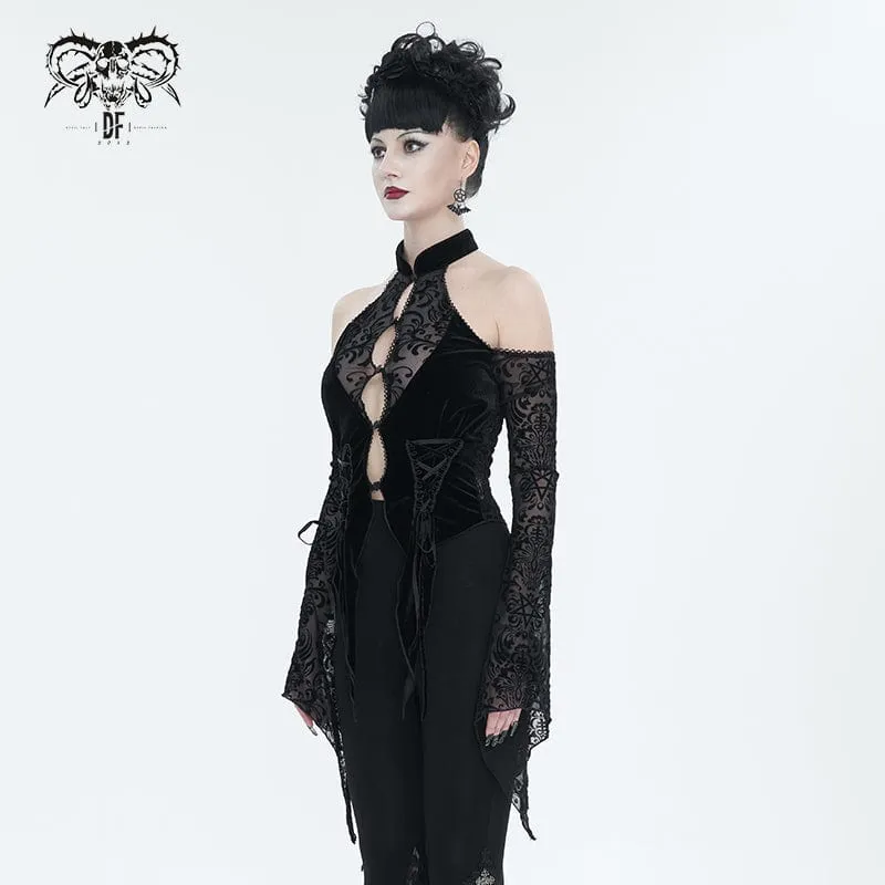 Gothic Off-Shoulder-Hemd mit ausgestellten Ärmeln für Damen