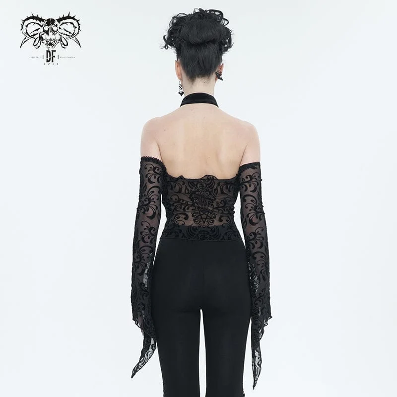Gothic Off-Shoulder-Hemd mit ausgestellten Ärmeln für Damen