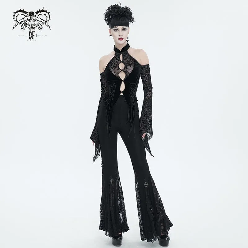 Gothic Off-Shoulder-Hemd mit ausgestellten Ärmeln für Damen