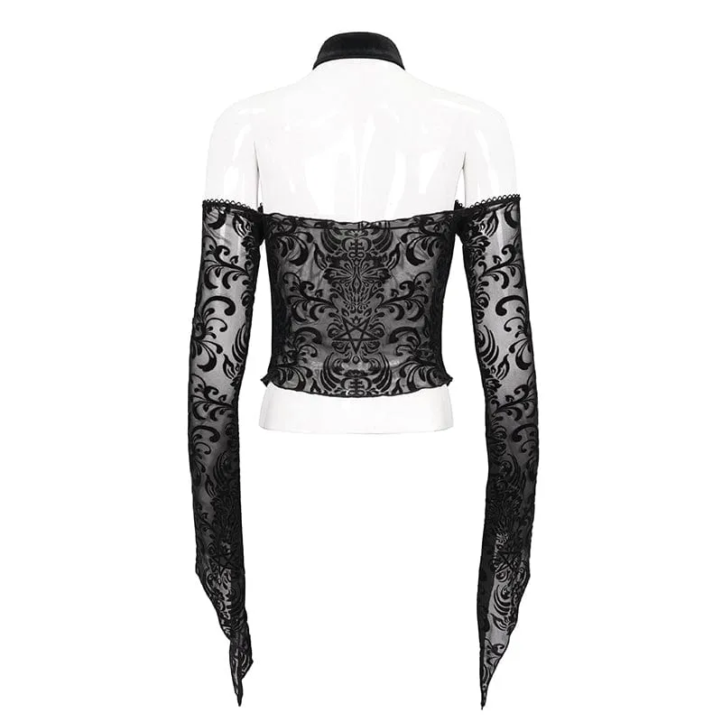 Gothic Off-Shoulder-Hemd mit ausgestellten Ärmeln für Damen