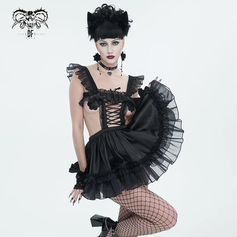 Gothic-Spitzenkleid mit Rüschen und Spitze für Damen