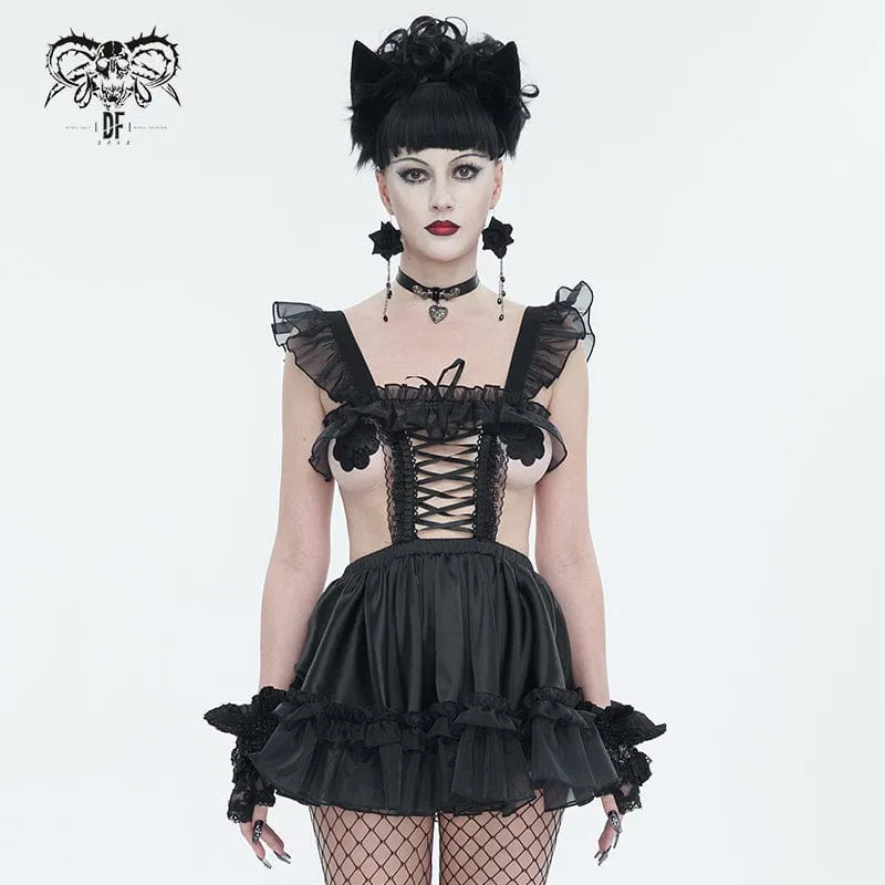 Gothic-Spitzenkleid mit Rüschen und Spitze für Damen