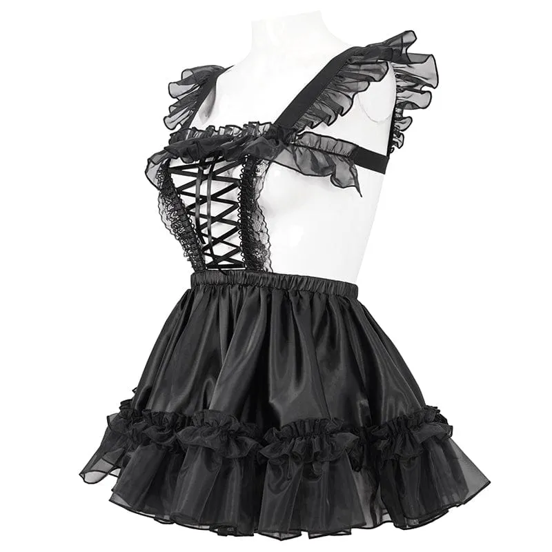 Gothic-Spitzenkleid mit Rüschen und Spitze für Damen