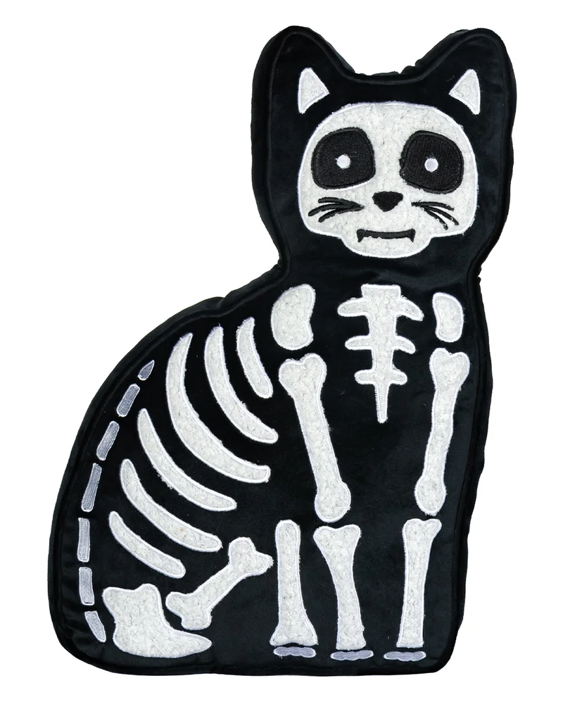 Katzen Skelett Dekokissen 52cm