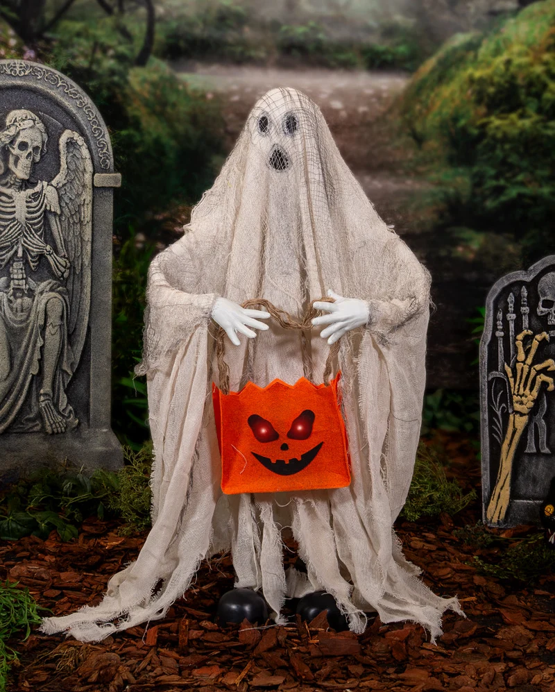 Spooky Geist mit Trick or Treat Tasche Animatronic 90cm