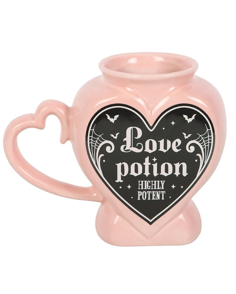Pinker "Love Potion" Kaffeebecher in Herzform