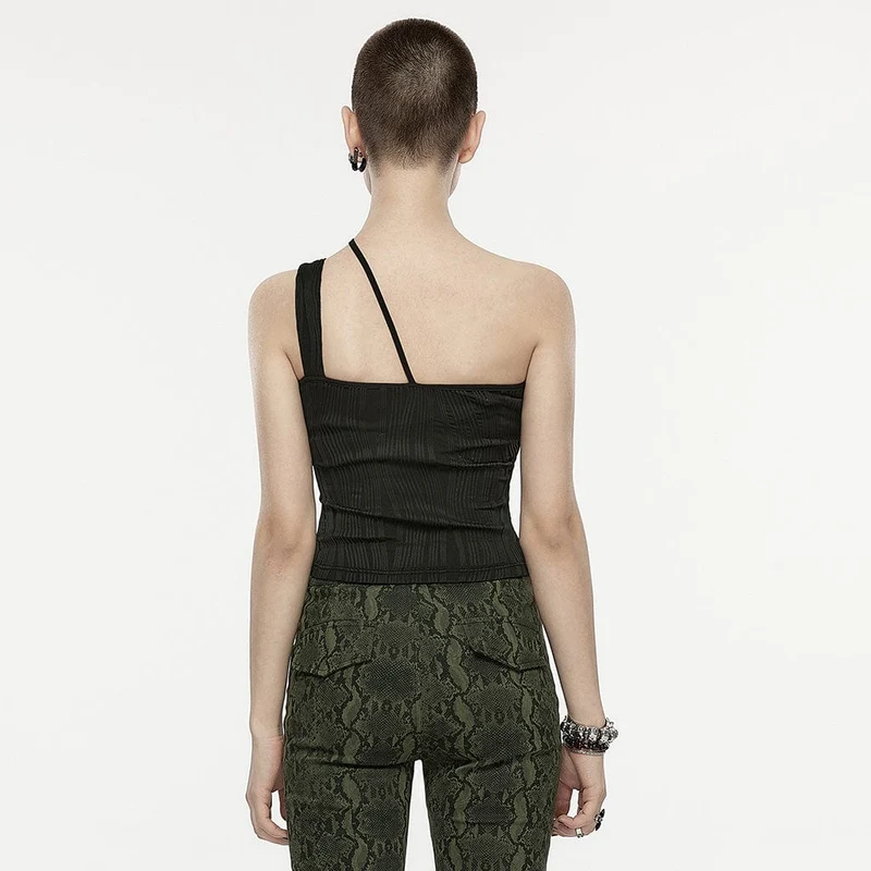 Damen-Punk-Slash-Schulter-Schnallen-Tanktop