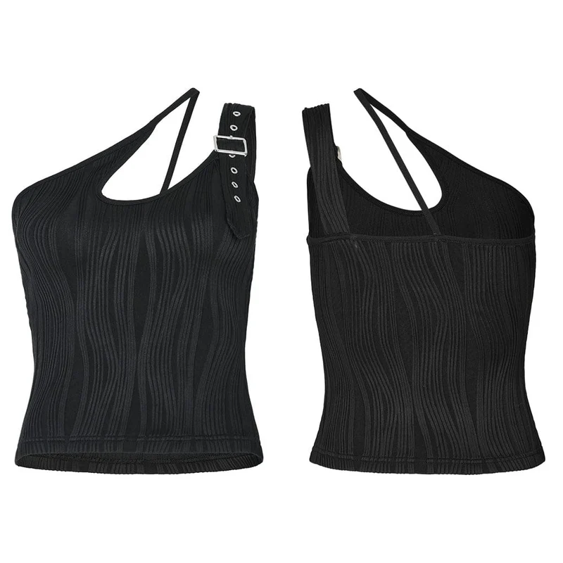 Damen-Punk-Slash-Schulter-Schnallen-Tanktop