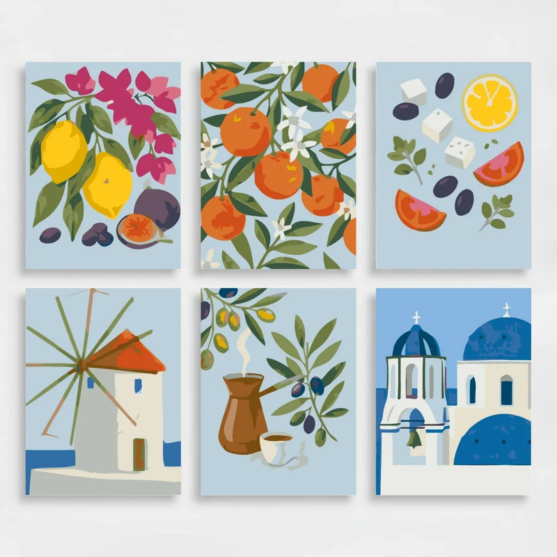 Greek Mediterranean Charm - Mini Paint by Numbers Set