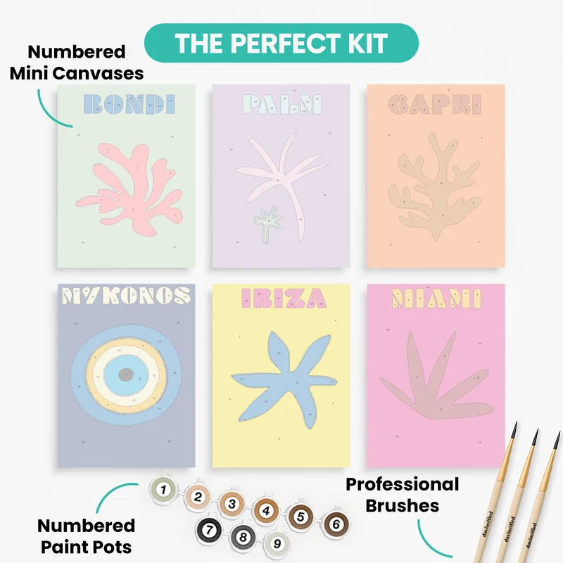Bondi to Mykonos Travel Posters - Mini Paint by Numbers Set