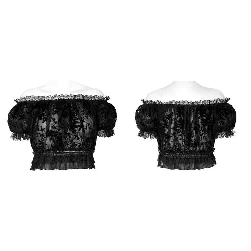Gothic Off-Shoulder-Rüschen-Hemd für Damen
