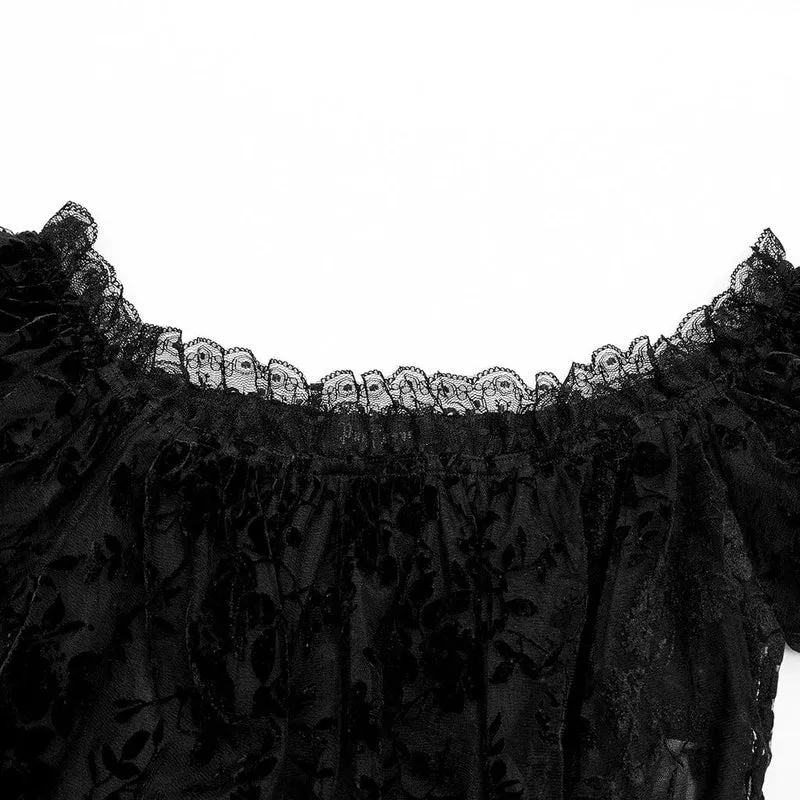 Gothic Off-Shoulder-Rüschen-Hemd für Damen
