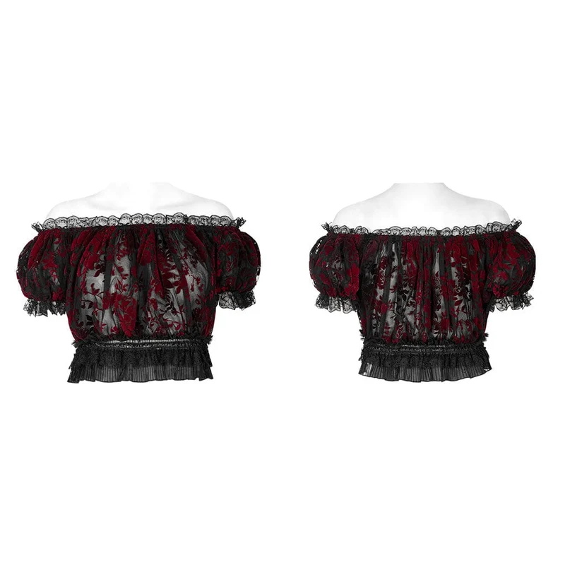 Gothic Off-Shoulder-Rüschen-Hemd für Damen