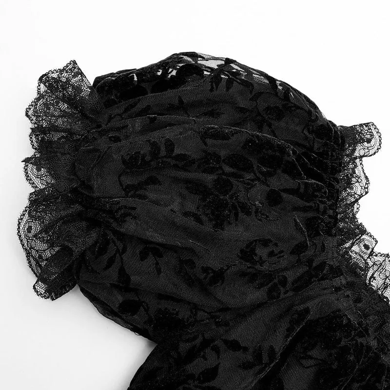 Gothic Off-Shoulder-Rüschen-Hemd für Damen