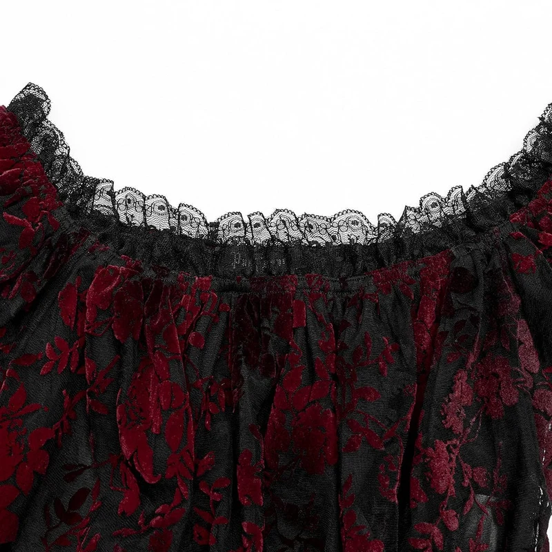 Gothic Off-Shoulder-Rüschen-Hemd für Damen