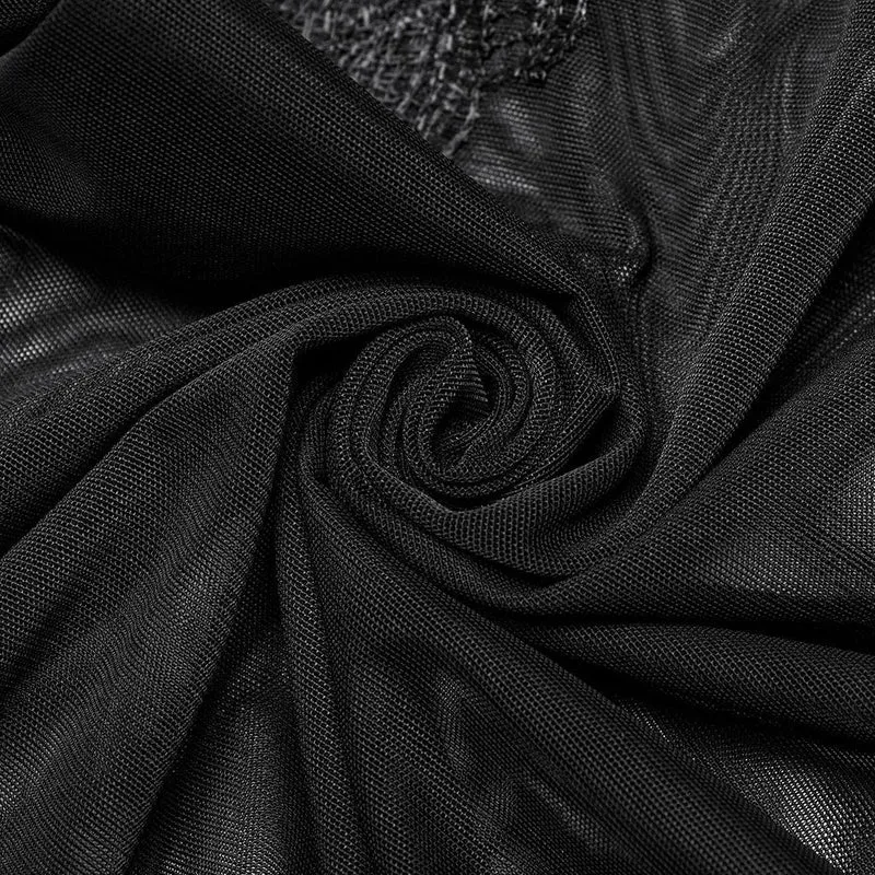 Gothic-Feder-Mesh-Shirt für Damen