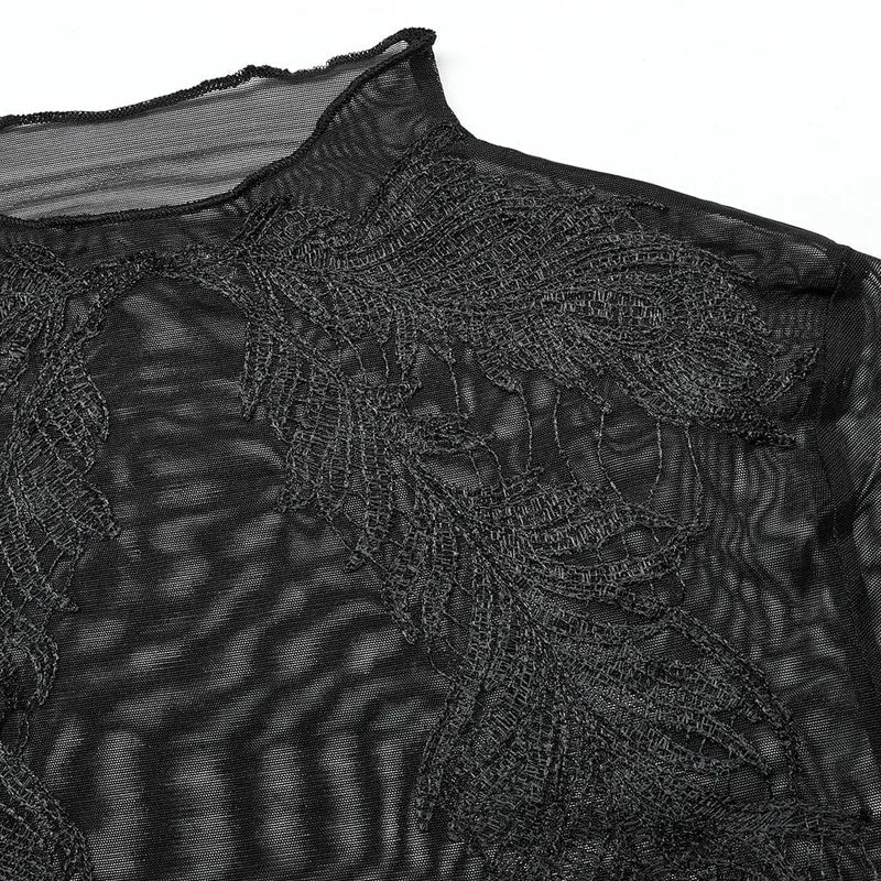 Gothic-Feder-Mesh-Shirt für Damen