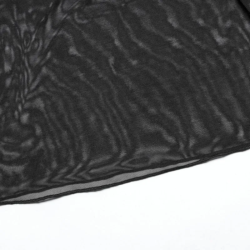 Gothic-Feder-Mesh-Shirt für Damen