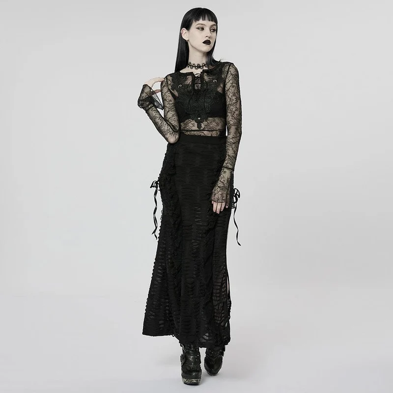 Gothic Ripped Wickelrock für Damen