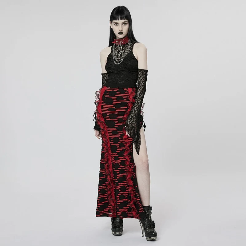 Gothic Off-Shoulder-Splice-Crop-Top für Damen