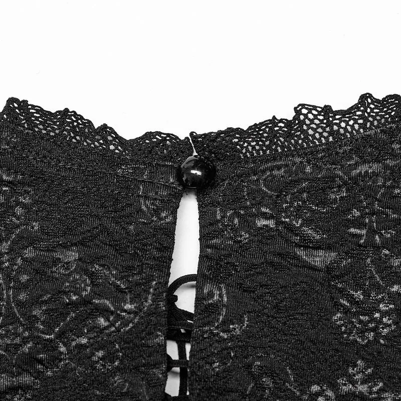 Gothic Off-Shoulder-Splice-Crop-Top für Damen