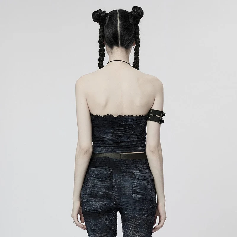 Gothic zerrissenes Neckholder-Tanktop für Damen